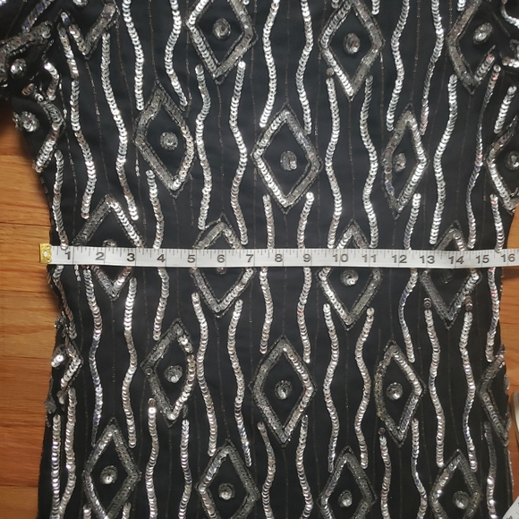 JMC Medium Beaded Sequin Dress  Black Short Sleeve Silk Cocktail  party Wear NWT - Picture 2 of 8